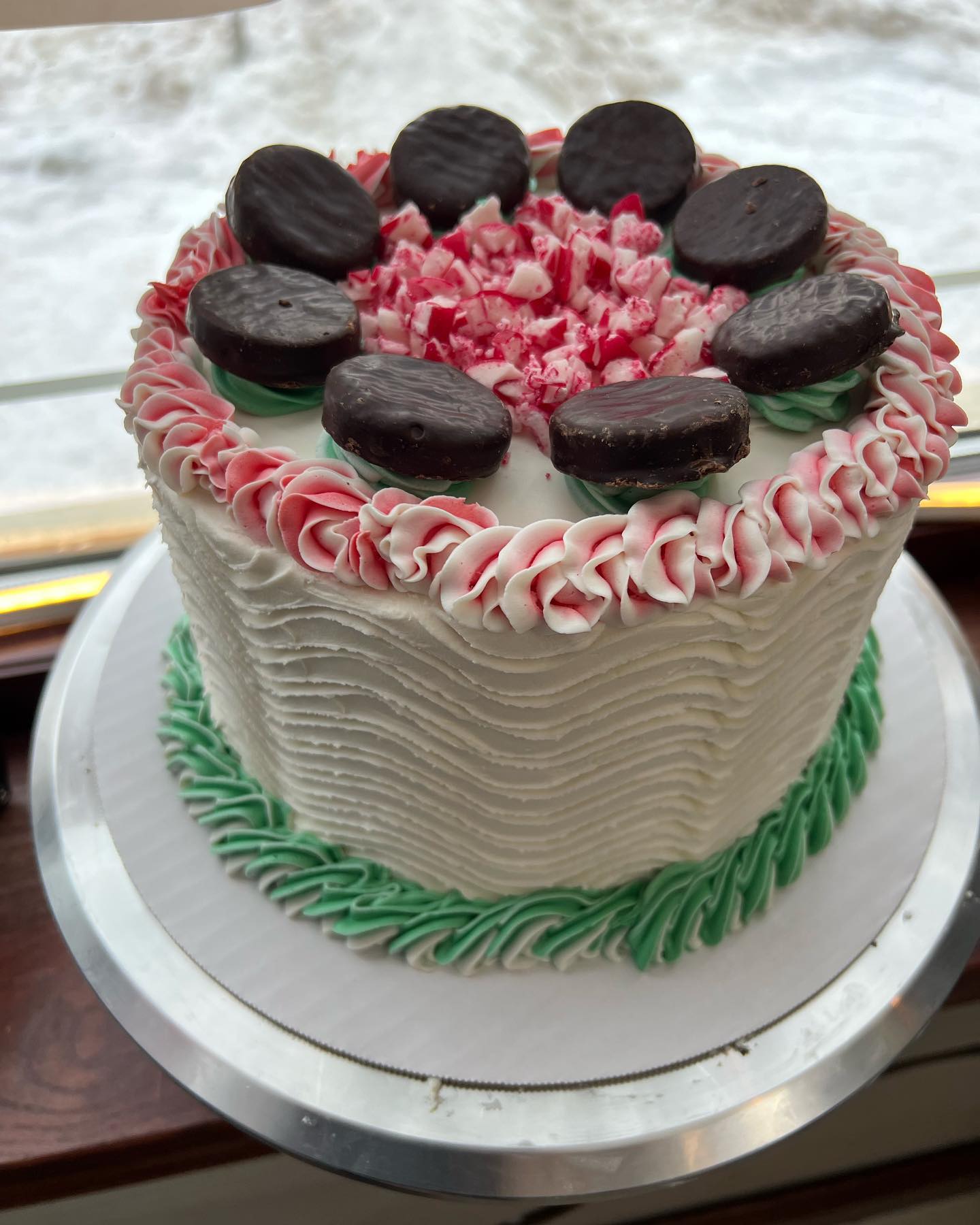 Large Cake- this one is Peppermint Stick Ice Cream with Peppermint Patties